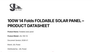 JSL 100W Foldable Solar Panel Datasheet Cover 100W foldable solar panel datasheet cover, JSL‑Power technical specification document